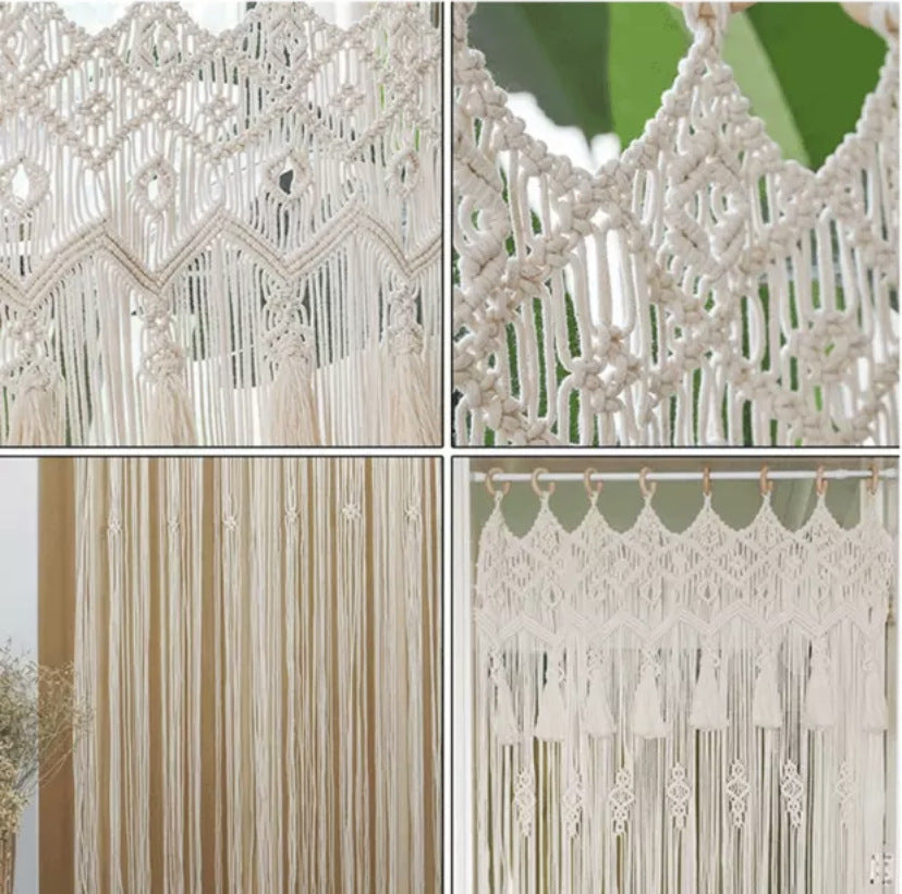 Bohemian Hand-Woven Macrame Tapestry Curtain
