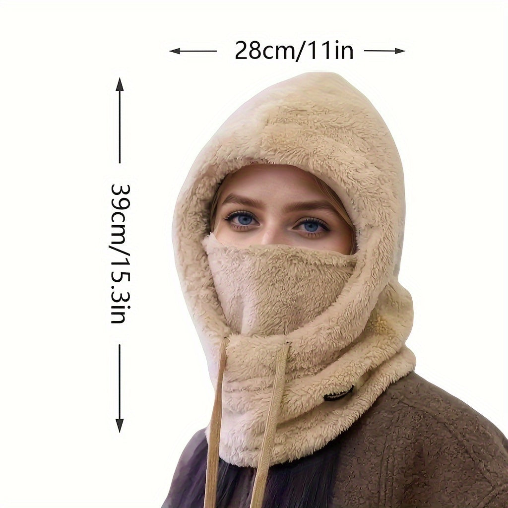 Thick Fleece-Lined Knit Hat, Scarf & Mask Combo - Windproof Winter Earflap Neck Warmer for Skiing, Lightweight & Hand Washable, for Winter, Autumn