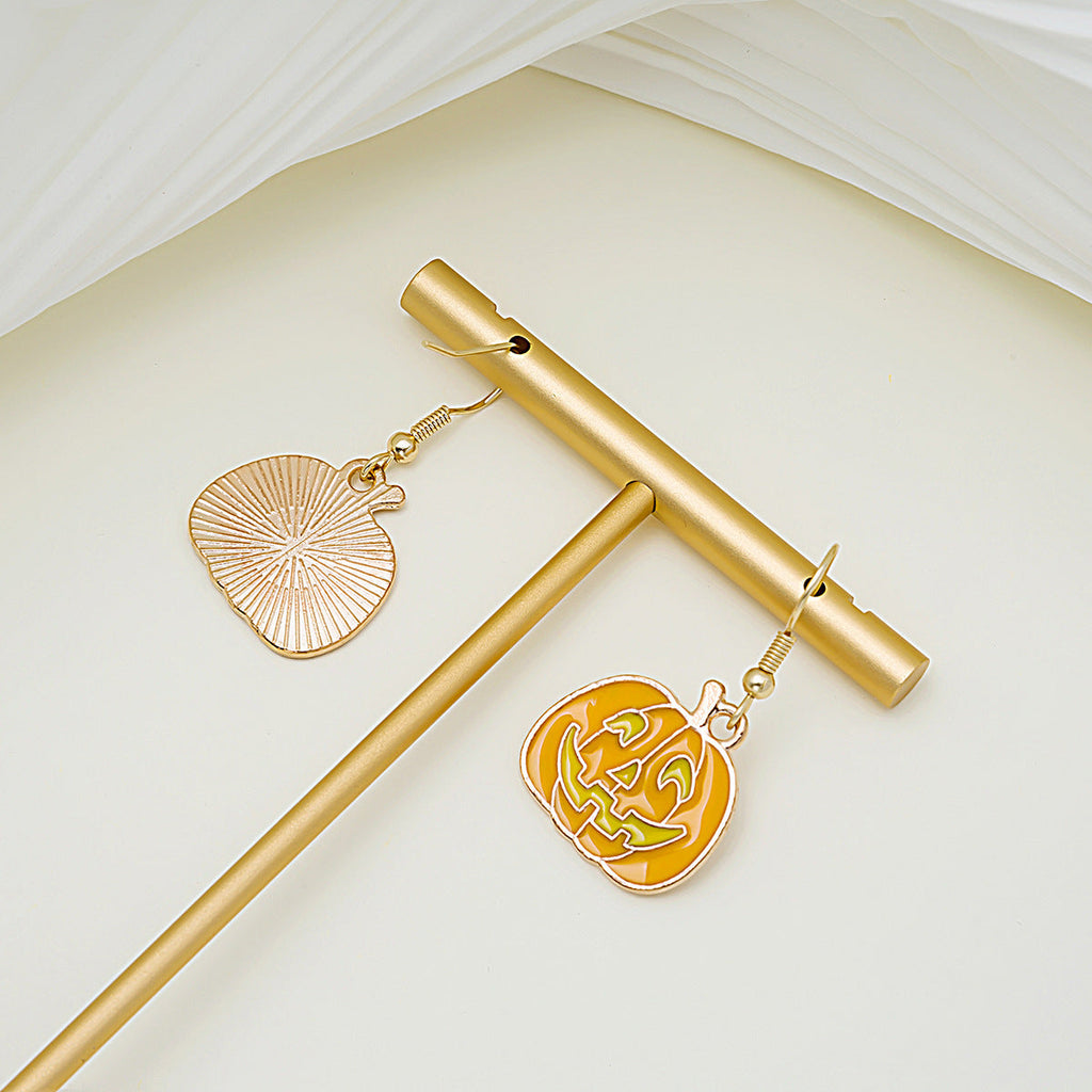 Halloween Pumpkin Earrings | Cute Spooky Oil Drip Alloy Jewelry