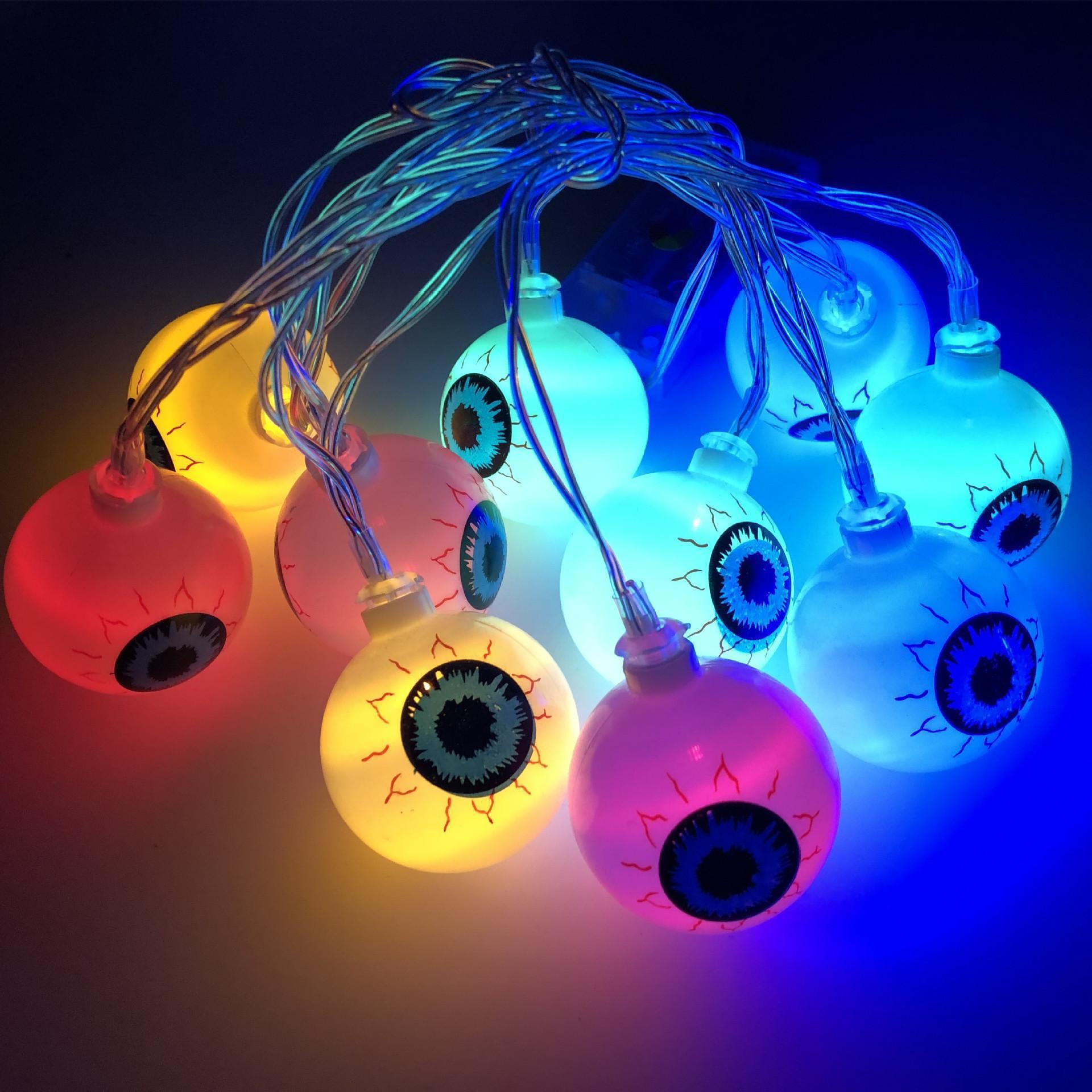 Halloween LED Eyeball String Lights | 10Pcs Ghost Eye Party Decorations