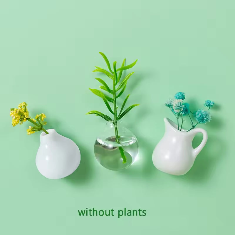 Cute Plant Ceramic Vase Fridge Magnets