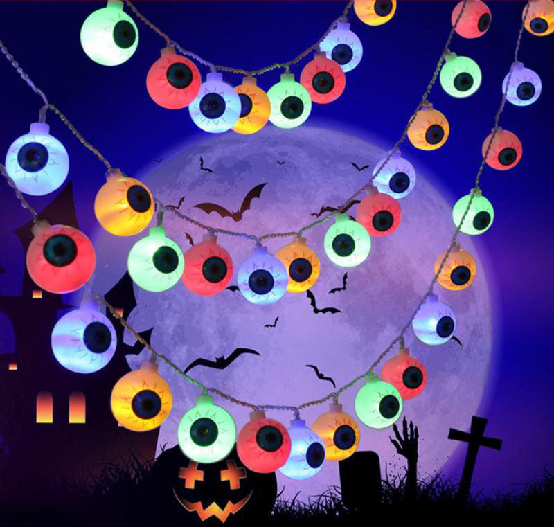 Halloween LED Eyeball String Lights | 10Pcs Ghost Eye Party Decorations