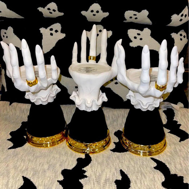 Halloween Palm Candle Holder | Witch Hand Tray Decoration for Home Decor
