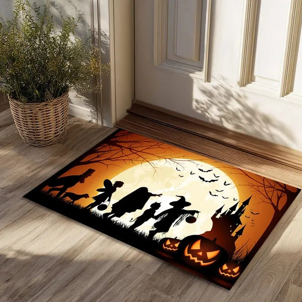 Halloween Pumpkin Ghost Doormat | Non-Slip Absorbent Home Decor Rug