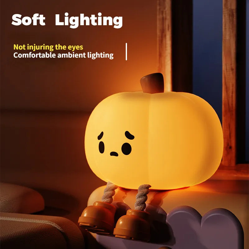 Halloween Pumpkin Night Light | Cute Silicone Dimmable Bedside Lamp & Home Decor