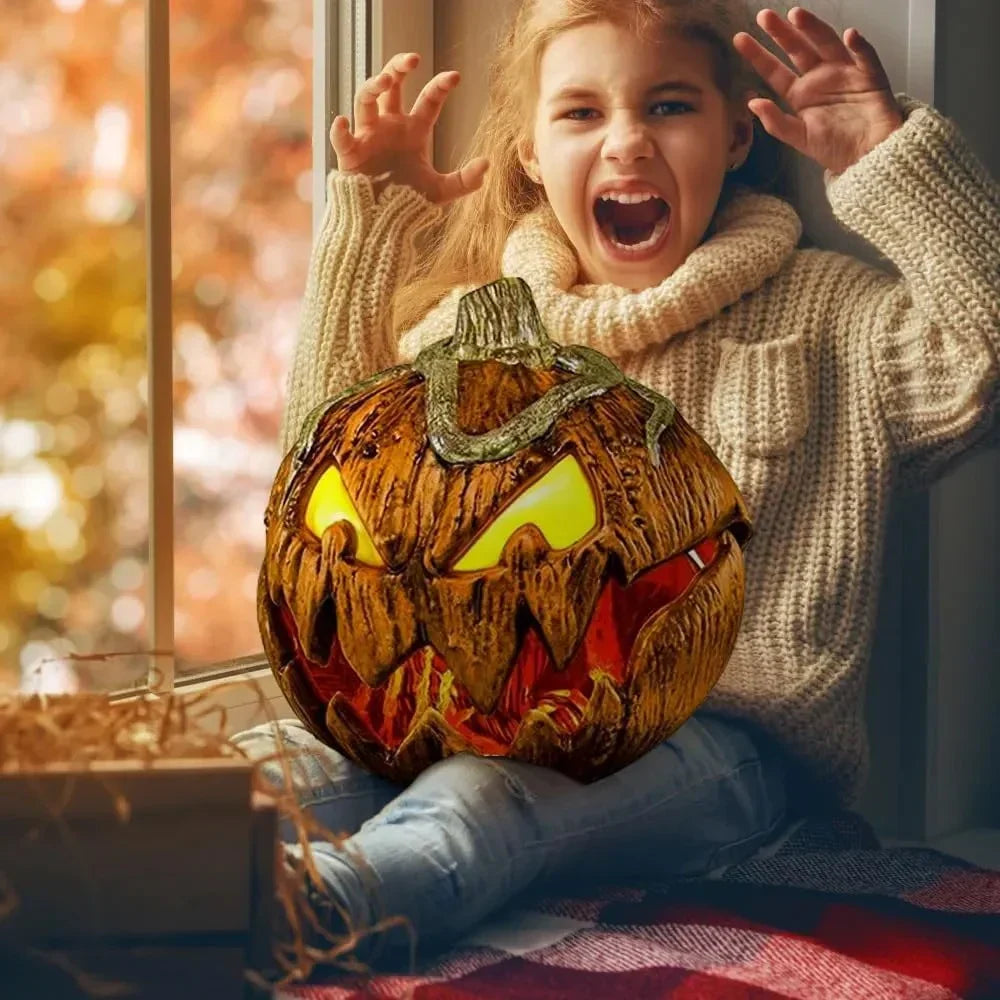 Scary LED Light-Up Halloween Pumpkin Decoration
