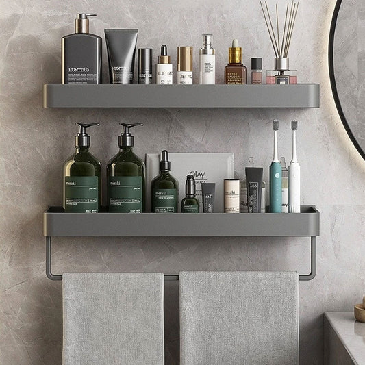 Contemporary Sleek Gray Bathroom Shelves